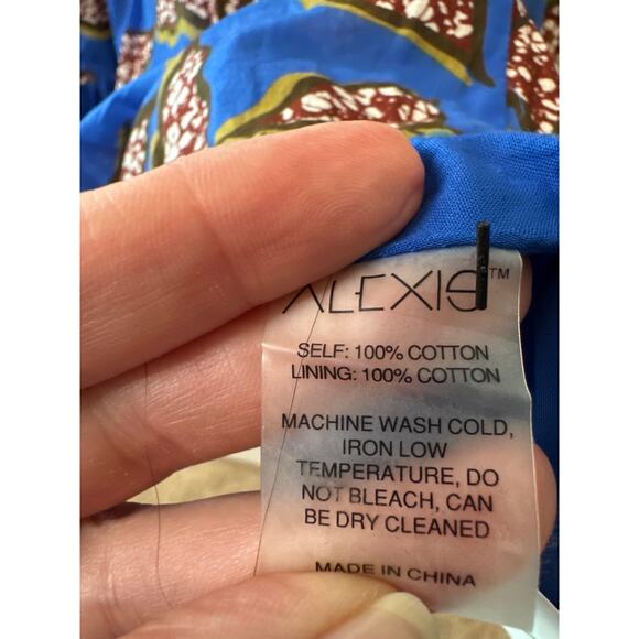 Alexis Joyette Blue Floral Halterneck Maxi Dress S Cotton Summer Boho Vacation - Picture 9 of 10